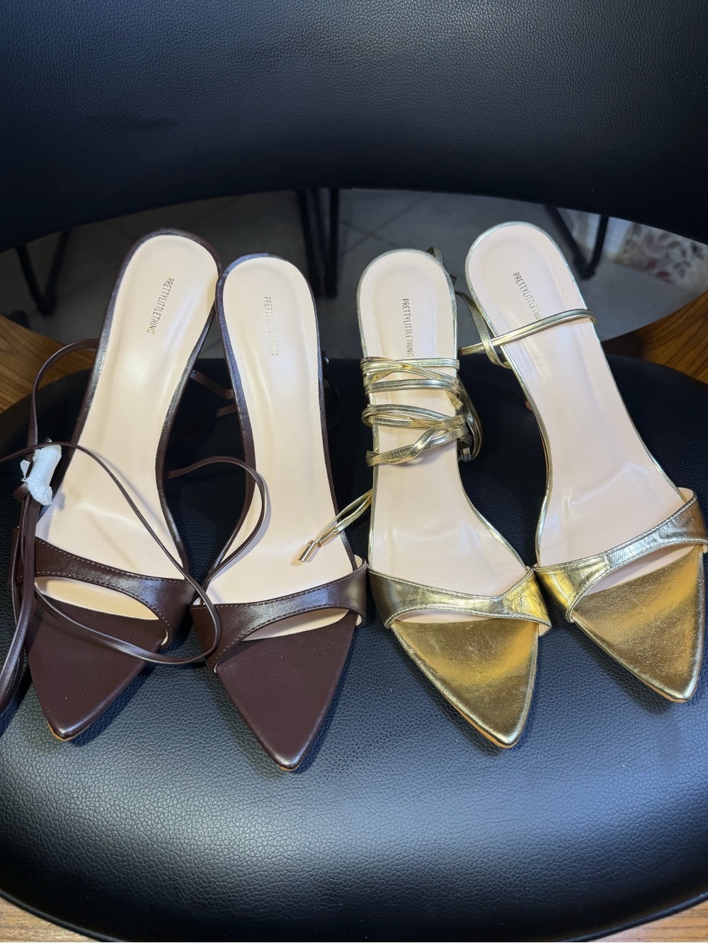 Set of two pair Gold And Brown Classy heels PrettyLittleThing · Size: 9 US